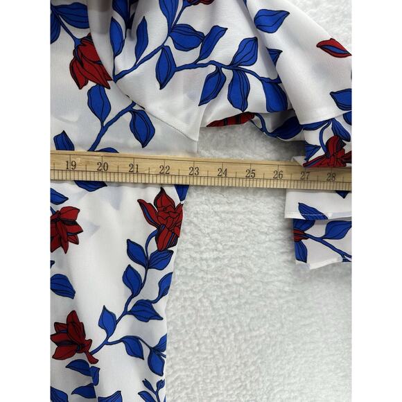 Liz Claiborne Women's Blouse Bell 3/4 Sleeve Floral Multicolor Size L, Pre-Owned - Picture 4 of 7